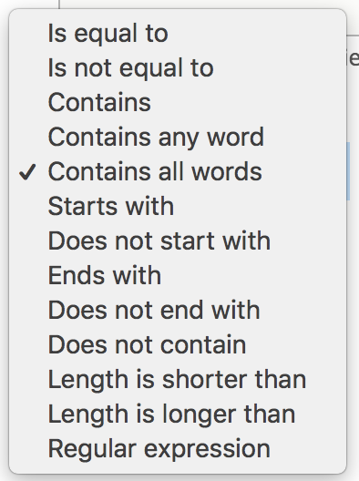 Views text filter operator