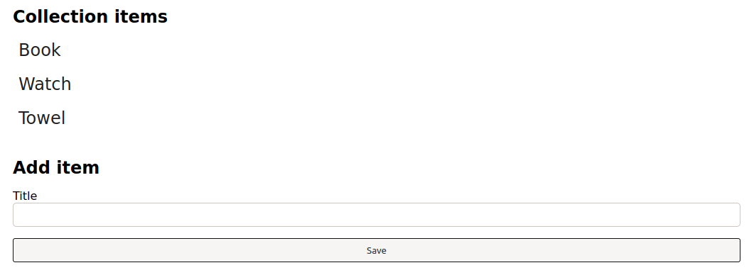 Add item form with view