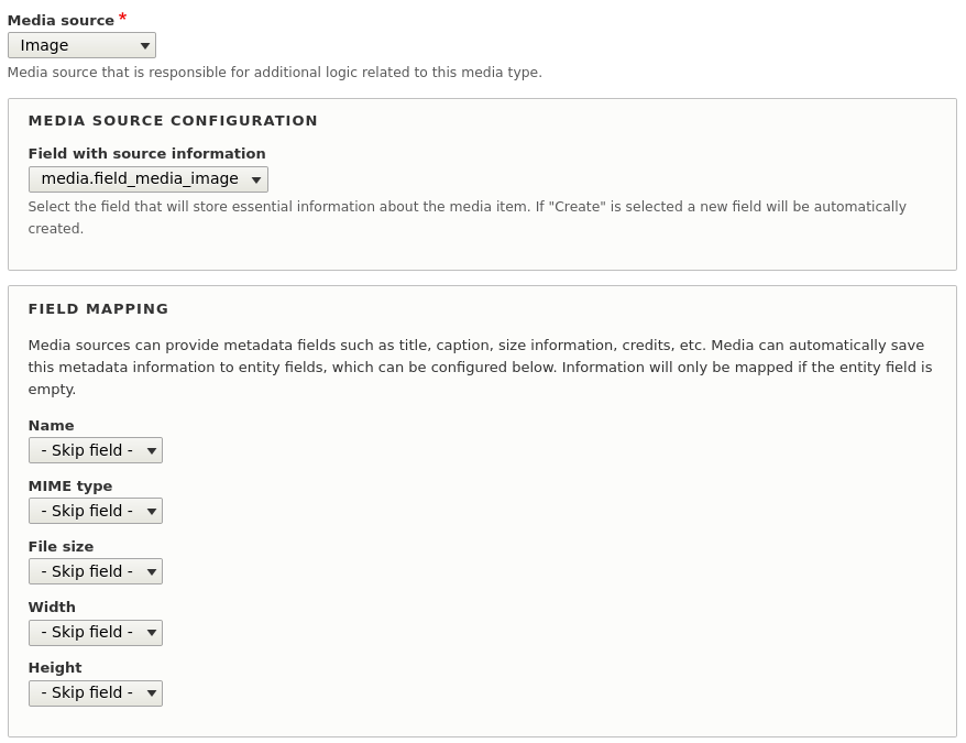 Media source settings for image media