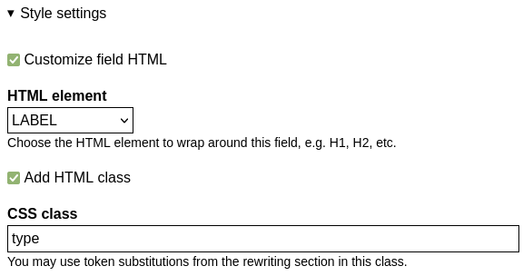 Views HTML Tags with label element