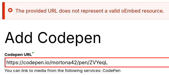 Codepen oembed error